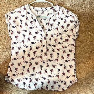 Flamingo pattern blouse size M